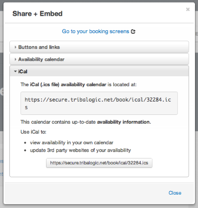 iCal sharing the Admin Console