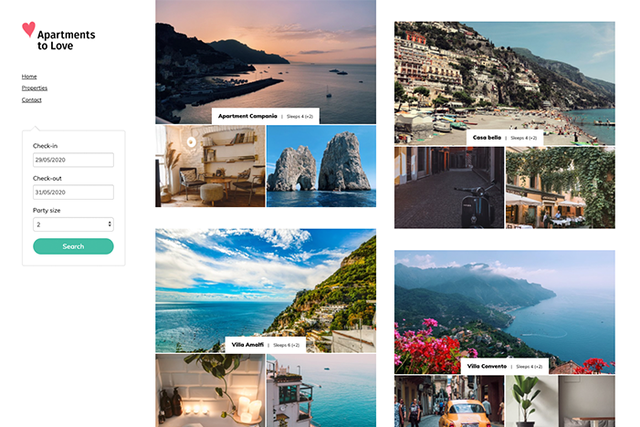 Positano website template graphic